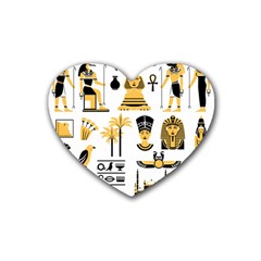 Egypt Symbols Decorative Icons Set Rubber Coaster (heart)