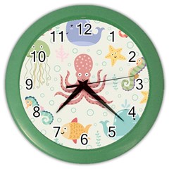 Underwater Seamless Pattern Light Background Funny Color Wall Clock