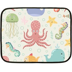 Underwater Seamless Pattern Light Background Funny Two Sides Fleece Blanket (mini)