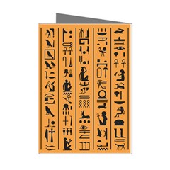 Egyptian Hieroglyphs Ancient Egypt Letters Papyrus Background Vector Old Egyptian Hieroglyph Writing Mini Greeting Cards (pkg Of 8) by Hannah976