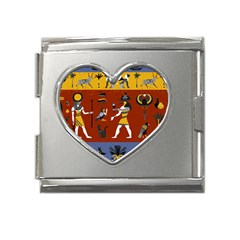 Ancient Egyptian Religion Seamless Pattern Mega Link Heart Italian Charm (18mm)