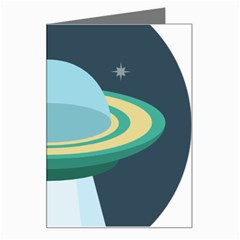 Illustration Ufo Alien  Unidentified Flying Object Greeting Card by Sarkoni