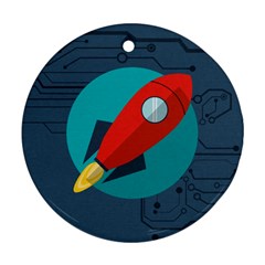 Rocket With Science Related Icons Image Round Ornament (two Sides)