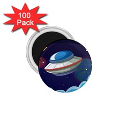 Ufo Alien Spaceship Galaxy 1 75  Magnets (100 Pack) 