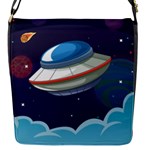Ufo Alien Spaceship Galaxy Flap Closure Messenger Bag (S)