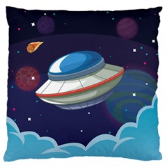 Ufo Alien Spaceship Galaxy Standard Premium Plush Fleece Cushion Case (two Sides) by Bedest