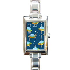 Seamless Pattern Ufo With Star Space Galaxy Background Rectangle Italian Charm Watch by Bedest