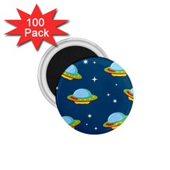 Seamless Pattern Ufo With Star Space Galaxy Background 1 75  Magnets (100 Pack)  by Bedest