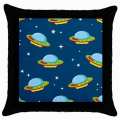 Seamless Pattern Ufo With Star Space Galaxy Background Throw Pillow Case (black) by Bedest
