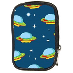 Seamless Pattern Ufo With Star Space Galaxy Background Compact Camera Leather Case by Bedest