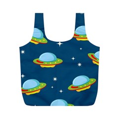 Seamless Pattern Ufo With Star Space Galaxy Background Full Print Recycle Bag (m) by Bedest