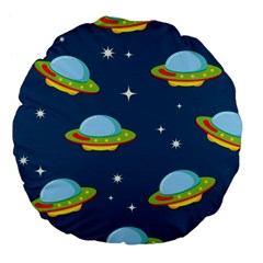 Seamless Pattern Ufo With Star Space Galaxy Background Large 18  Premium Flano Round Cushions by Bedest