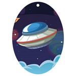 Ufo Alien Spaceship Galaxy UV Print Acrylic Ornament Oval