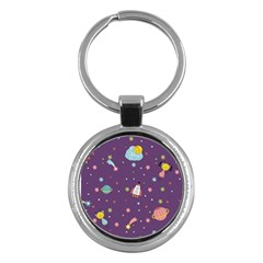 Space Travels Seamless Pattern Vector Cartoon Key Chain (round)