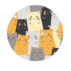 Seamless Pattern Cute Cat Cartoons Mini Round Pill Box by Bedest