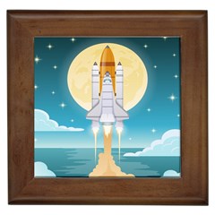 Space Exploration Illustration Framed Tile