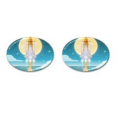 Space Exploration Illustration Cufflinks (oval)