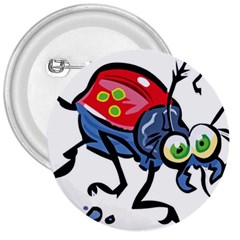 Bug Black Insect Animal 3  Buttons by Sarkoni