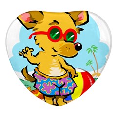 Beach Chihuahua Dog Pet Animal Heart Glass Fridge Magnet (4 Pack) by Sarkoni