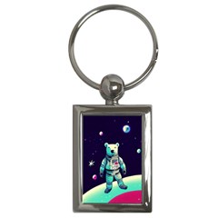 Bear Astronaut Futuristic Key Chain (rectangle)