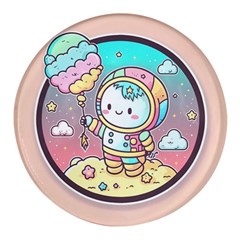 Boy Astronaut Cotton Candy Round Glass Fridge Magnet (4 Pack) by Bedest