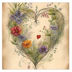 Heart Flowers Plant Square Satin Scarf (36  X 36 ) by Bedest