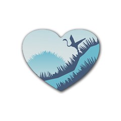 Swan Flying Bird Wings Waves Grass Rubber Heart Coaster (4 Pack) by Bedest