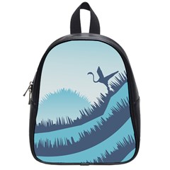 Swan Flying Bird Wings Waves Grass School Bag (small) by Bedest