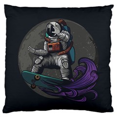 Illustration Astronaut Cosmonaut Paying Skateboard Sport Space With Astronaut Suit Standard Premium Plush Fleece Cushion Case (two Sides) by Ndabl3x