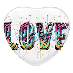 Graffiti Love Heart Glass Fridge Magnet (4 Pack) by essentialimage