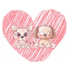 Dog Cat Animal Pet Heart Love Two Sides Premium Plush Fleece Blanket (small) by Sarkoni