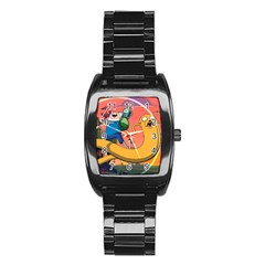 Finn And Jake Adventure Time Bmo Cartoon Stainless Steel Barrel Watch