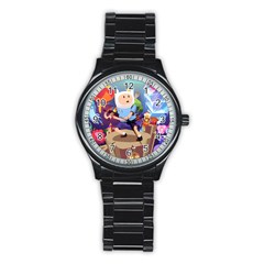 Cartoon Adventure Time Finn Princess Bubblegum Lumpy Space Stainless Steel Round Watch