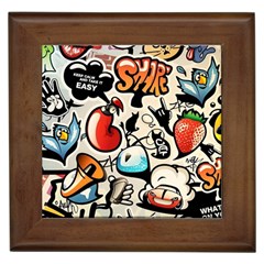 Comical Words Animals Comic Omics Crazy Graffiti Framed Tile