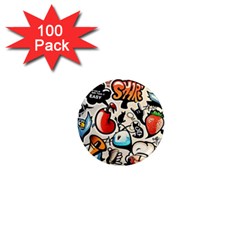 Comical Words Animals Comic Omics Crazy Graffiti 1  Mini Magnets (100 Pack) 