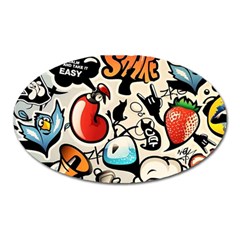 Art Book Gang Crazy Graffiti Supreme Work Oval Magnet