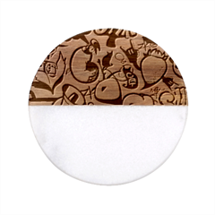 Comical Words Animals Comic Omics Crazy Graffiti Classic Marble Wood Coaster (round)  by Bedest