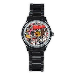 Stickerbomb Crazy Graffiti Graphite Monster Stainless Steel Round Watch