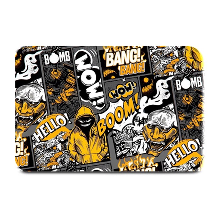 Boom Bang Art Crazy Drawing Graffiti Hello Retro Sayings Yellow Plate Mats