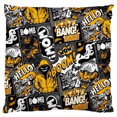 Boom Bang Art Crazy Drawing Graffiti Hello Retro Sayings Yellow Large Premium Plush Fleece Cushion Case (one Side) by Bedest