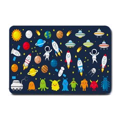 Big Set Cute Astronauts Space Planets Stars Aliens Rockets Ufo Constellations Satellite Moon Rover V Small Doormat by Hannah976