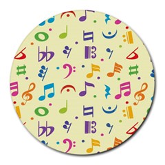 Seamless Pattern Musical Note Doodle Symbol Round Mousepad by Hannah976