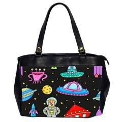Seamless Pattern With Space Objects Ufo Rockets Aliens Hand Drawn Elements Space Oversize Office Handbag (2 Sides) by Hannah976