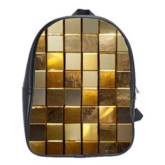 Golden Mosaic Tiles  School Bag (large) by essentialimage