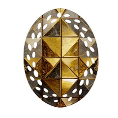 Golden Mosaic Tiles  Oval Filigree Ornament (two Sides) by essentialimage365