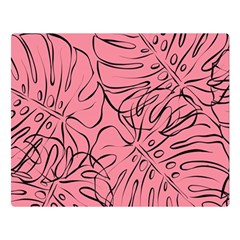 Pink Monstera Premium Plush Fleece Blanket (large) by ConteMonfrey