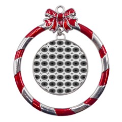Cosmos Circles Metal Red Ribbon Round Ornament