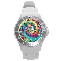 Grateful Dead Bears Tie Dye Vibrant Spiral Round Plastic Sport Watch (l)