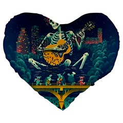 Grateful Dead Singing Skeleton Large 19  Premium Heart Shape Cushions