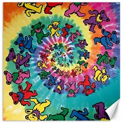 Grateful Dead Bears Tie Dye Vibrant Spiral Canvas 16  X 16  by Bedest